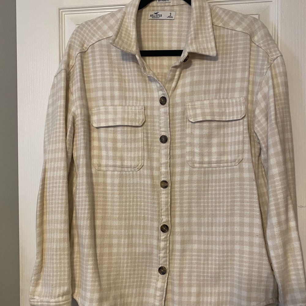 Hollister Cream Plaid Button-Down Shirt